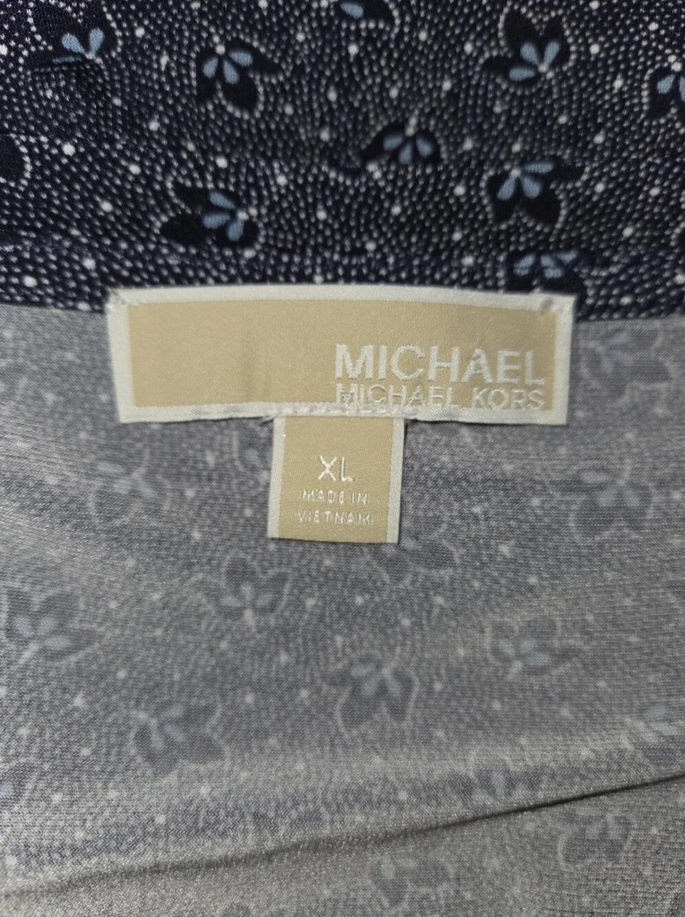 Michael Kors Navy Blue Floral Long-Sleeve Blouse